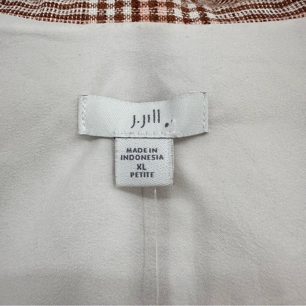 J. Jill NWT Harper Linen Blend Plaid Relaxed Fit Blazer Brown Size XL Petite - Picture 6 of 9